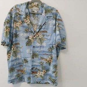 Men's Bishop St hawaiian Button up Shirt Tropical Beautiful Blue Size 2XL. Preow